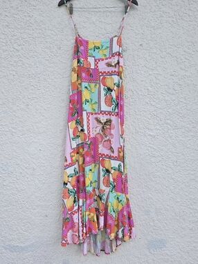 Paper Heart Fruit Patchwork High Low Maxi Dress XL